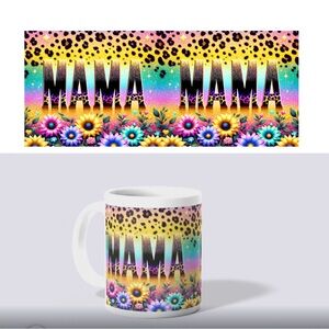 Colorful Mama Mug with Floral and Leopard Print